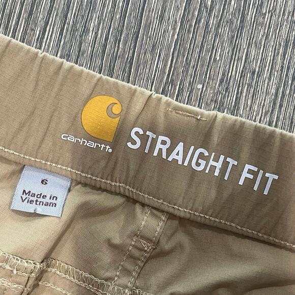 Carhartt Womens Madden Cargo Shorts Mid Rise Straight Fit Flat Front Khaki Sz 6 - Picture 5 of 7